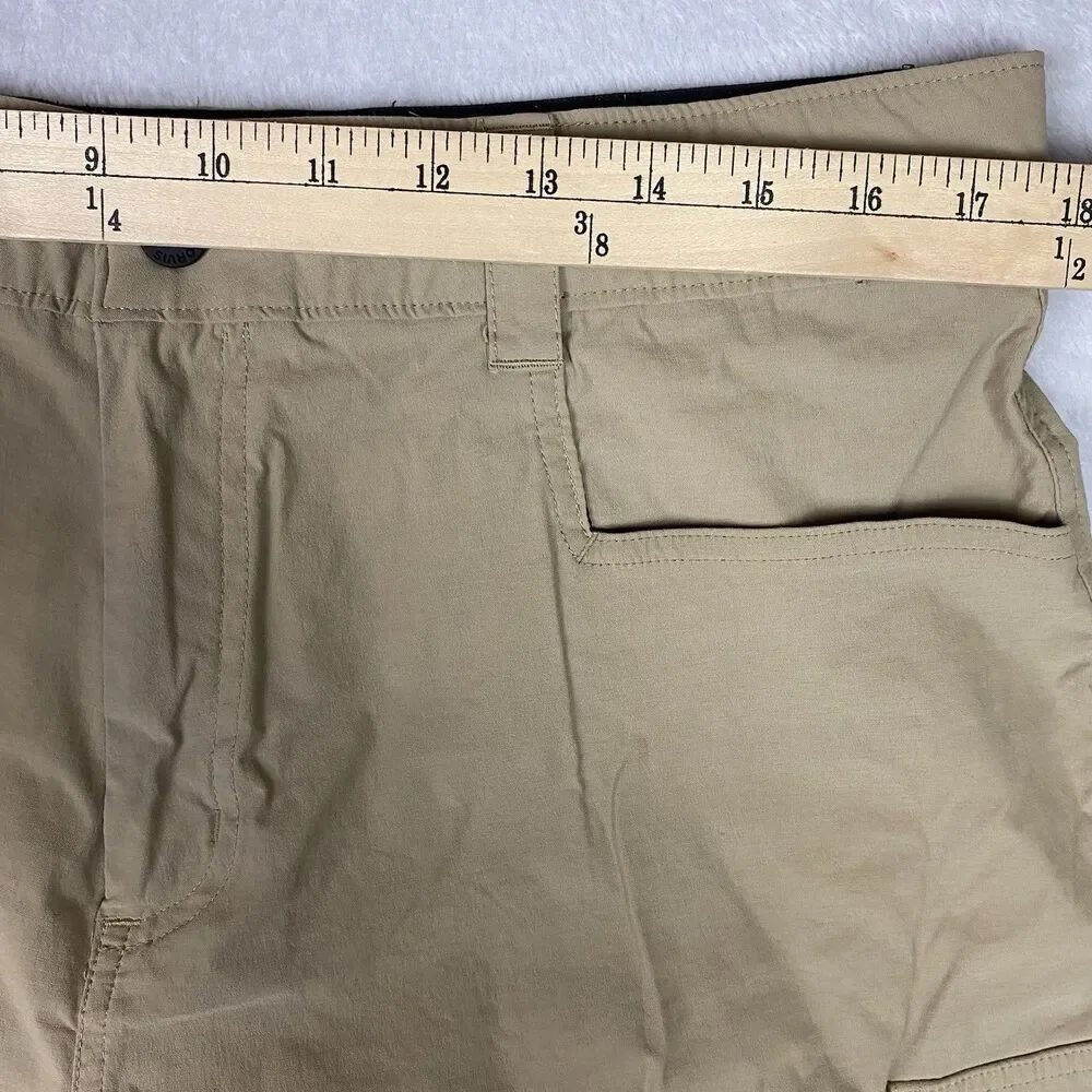 Orvis Tech Cargo Shorts Mens 36 Tan Hiking Outdoor Ripstop Nylon Stretch Media